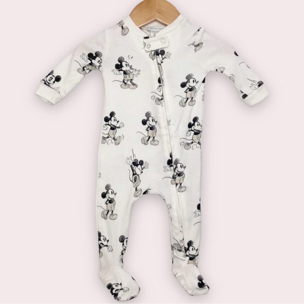 Pottery Barn Kids x Disney Mickey Mouse footie sleep & play zipper pajamas 0-3M